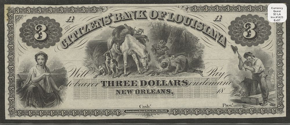 Louisiana, New Orleans,  Citizens' Bank, $3